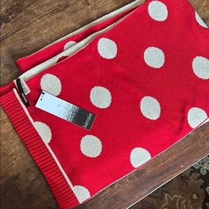 Kensie Lipstick Red Scarf with Golden Dots NWT
